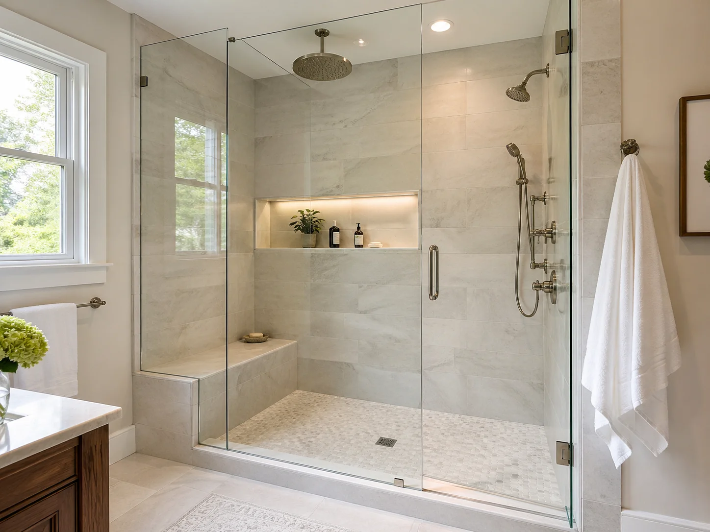 Custom glass shower enclosure